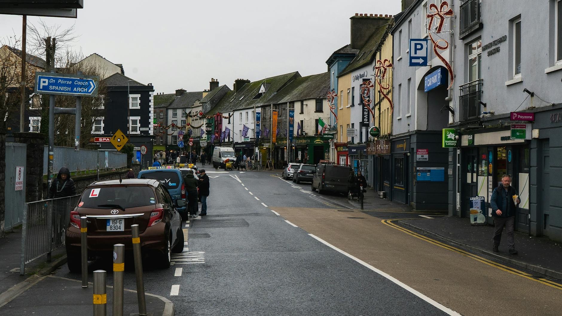 Galway street scene with Castle Street address